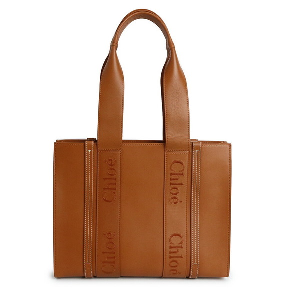 Chloe Handbags - Chloe Woody Medium Tote Bag Calfskin Leather Brown